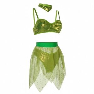 New XL Green Fairy Fairy Halloween Costume Set Festival Rave Clubwear Outfit